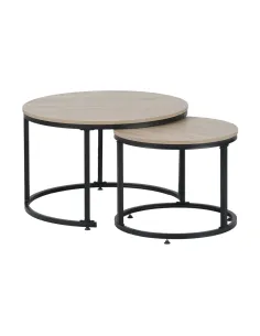 Măsuțe de cafea TARNI, living, 70x45 & 50x40 cm, MDF laminat și metal | MobilaOK