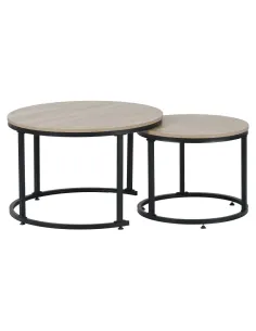 Măsuțe de cafea TARNI, living, 70x45 & 50x40 cm, MDF laminat și metal | MobilaOK 2