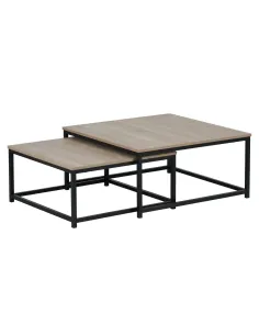 Măsuțe de cafea KASTLER, set 2 buc., living, 75x75x37 & 65x65x32 cm, MDF laminat și metal | MobilaOK