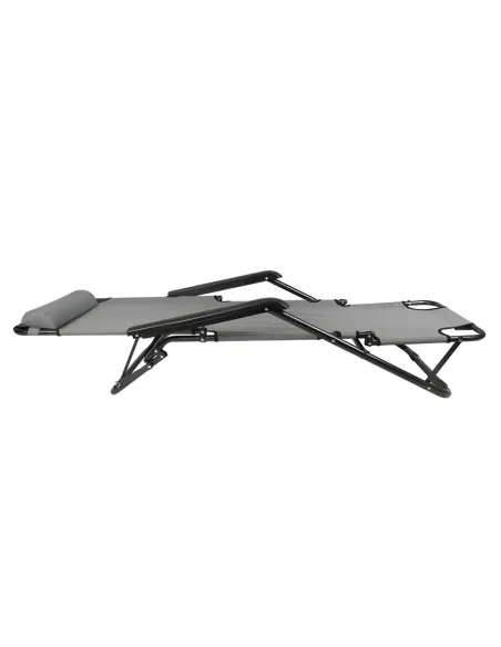 Scaun de grădină REGED, transformabil în șezlong, gri, 60x105x84 cm, Oțel și Textil Oxford | MobilaOK
