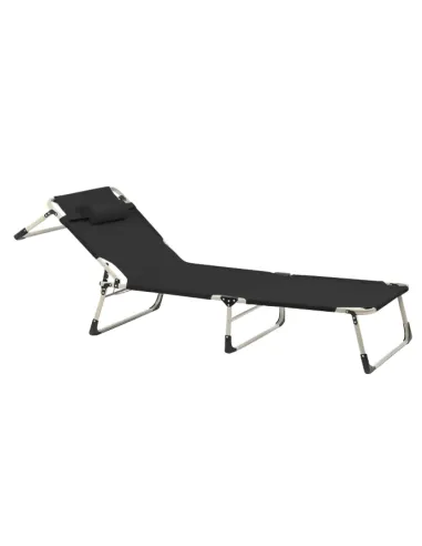 şezlong de grădină, negru/bej, BOVRY | MobilaOK