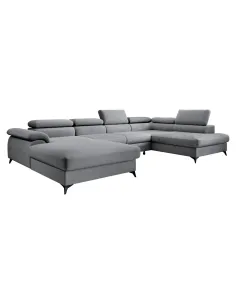 Canapea Extensibilă POLY ROH U, living, 350x205 cm, țesătură Whisper, 6 tetiere | MobilaOK
