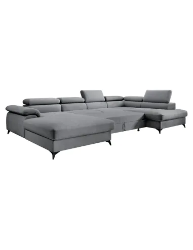 Canapea Extensibilă POLY ROH U, living, 350x205 cm, țesătură Whisper, 6 tetiere | MobilaOK