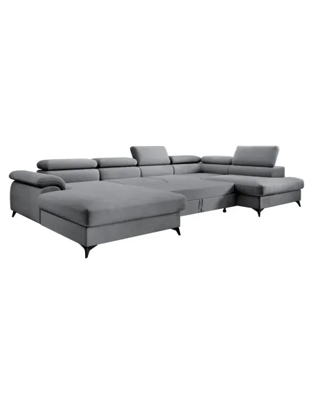 Canapea Extensibilă POLY ROH U, living, 350x205 cm, țesătură Whisper, 6 tetiere | MobilaOK