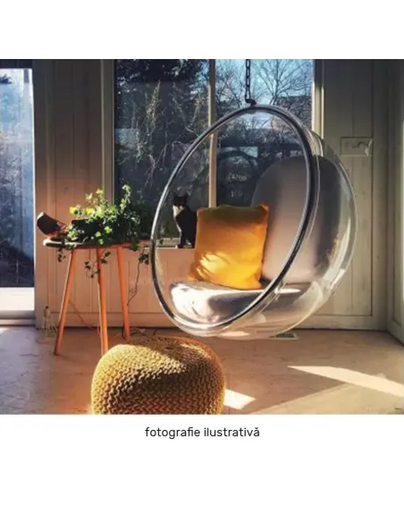 Scaun suspendat BUBBLE NEW TIP 1, living/balcon/terasă, 106x62x106 cm, oțel/acrilic/țesătură | MobilaOK