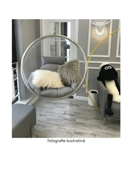 Scaun suspendat BUBBLE NEW TIP 1, living/balcon/terasă, 106x62x106 cm, oțel/acrilic/țesătură | MobilaOK