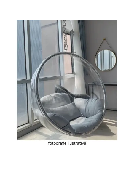 Scaun suspendat BUBBLE NEW TIP 1, living/balcon/terasă, 106x62x106 cm, oțel/acrilic/țesătură | MobilaOK