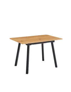 Masă de sufragerie DIRAN, extensibilă 120-160x80 cm, MDF înfoliat stejar/negru | MobilaOK