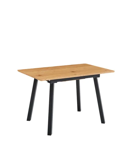 Masă de sufragerie DIRAN, extensibilă 120-160x80 cm, MDF înfoliat stejar/negru | MobilaOK