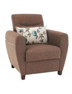 Fotoliu MILO, living, 79x85x78 cm, textil, bej închis | MobilaOK