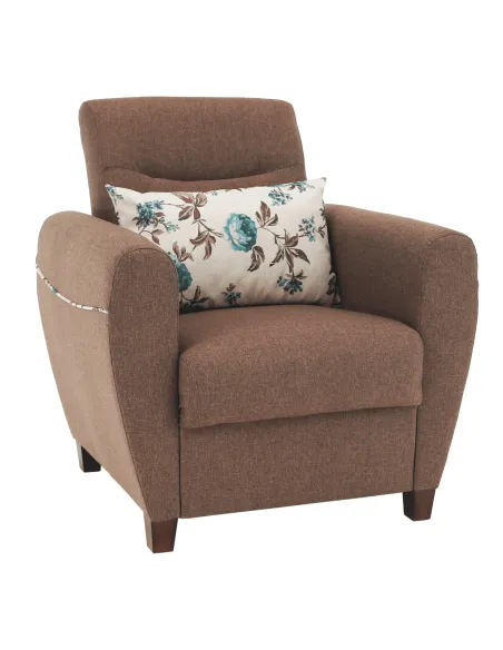 Fotoliu MILO, living, 79x85x78 cm, textil, bej închis | MobilaOK