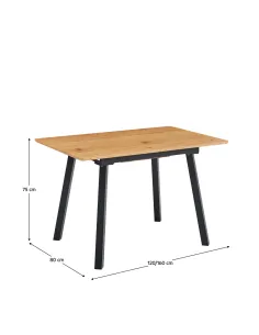 Masă de sufragerie DIRAN, extensibilă 120-160x80 cm, MDF înfoliat stejar/negru | MobilaOK 2