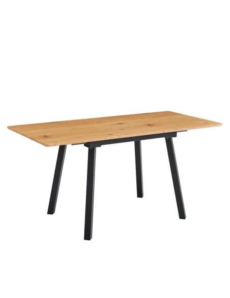 Masă de sufragerie DIRAN, extensibilă 120-160x80 cm, MDF înfoliat stejar/negru | MobilaOK