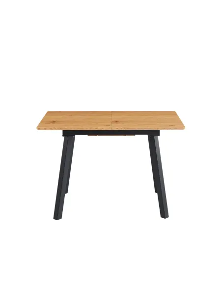 Masă de sufragerie DIRAN, extensibilă 120-160x80 cm, MDF înfoliat stejar/negru | MobilaOK