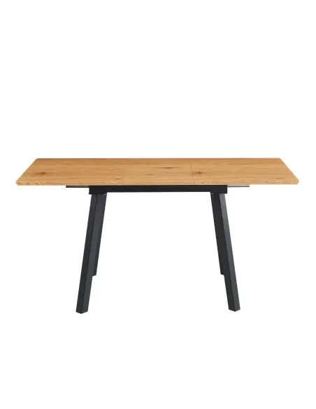 Masă de sufragerie DIRAN, extensibilă 120-160x80 cm, MDF înfoliat stejar/negru | MobilaOK