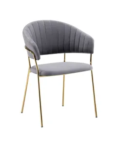 Fotoliu DASMIN, living, 58x53x81.5 cm, Velvet/crom auriu | MobilaOK