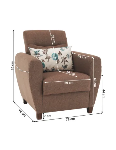 Fotoliu MILO, living, 79x85x78 cm, textil, bej închis | MobilaOK
