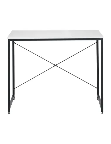 Birou, alb/negru, 90x60 cm, MELLORA | MobilaOK