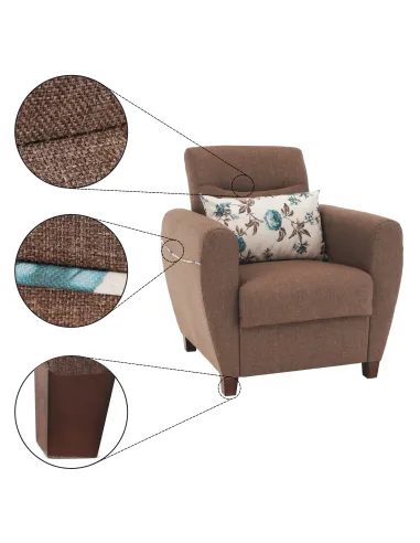 Fotoliu MILO, living, 79x85x78 cm, textil, bej închis | MobilaOK