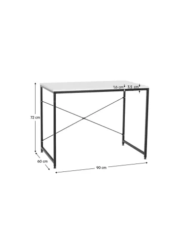 Birou, alb/negru, 90x60 cm, MELLORA | MobilaOK