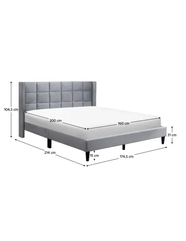 Pat BELATO dormitor 160x200 Velvet, PAL, MDF | MobilaOK
