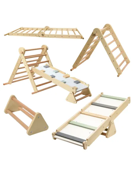 Triunghi Pikler OPRIN, cameră copii, 68.5x132x60 cm, lemn masiv de pin | MobilaOK