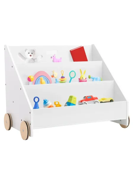 Bibliotecă pentru copii BERUS, cu roți, 63.8x40x49.7 cm, MDF/PAL | MobilaOK