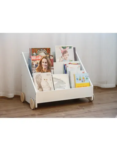 Bibliotecă pentru copii BERUS, cu roți, 63.8x40x49.7 cm, MDF/PAL | MobilaOK