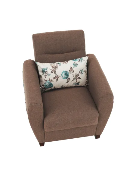 Fotoliu MILO, living, 79x85x78 cm, textil, bej închis | MobilaOK