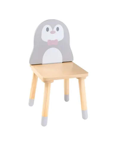 Set pentru copii KONDELA, motiv pinguin, 50x50x42.5 cm, MDF și lemn de pin | MobilaOK