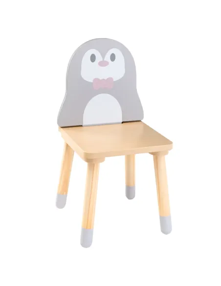 Set pentru copii KONDELA, motiv pinguin, 50x50x42.5 cm, MDF și lemn de pin | MobilaOK