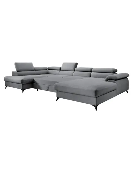 Canapea extensibilă POLY ROH U, living, 350x205x75/95 cm, Whisper, KONDELA | MobilaOK