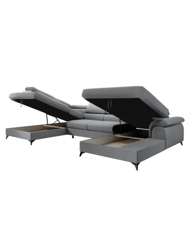 Canapea extensibilă POLY ROH U, living, 350x205x75/95 cm, Whisper, KONDELA | MobilaOK