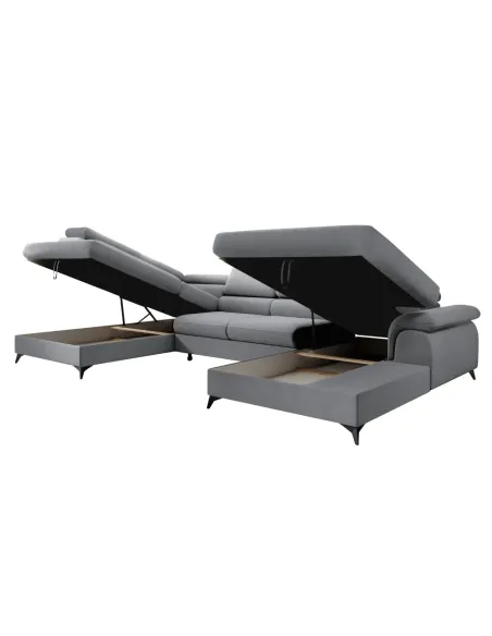 Canapea extensibilă POLY ROH U, living, 350x205x75/95 cm, Whisper, KONDELA | MobilaOK