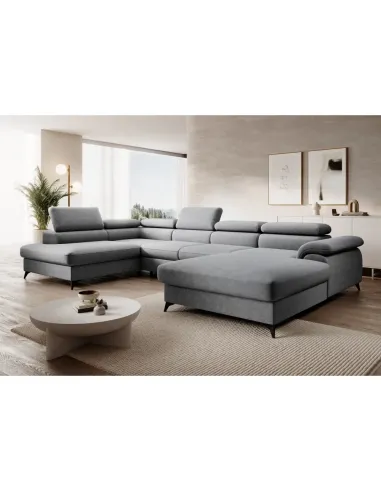 Canapea extensibilă POLY ROH U, living, 350x205x75/95 cm, Whisper, KONDELA | MobilaOK