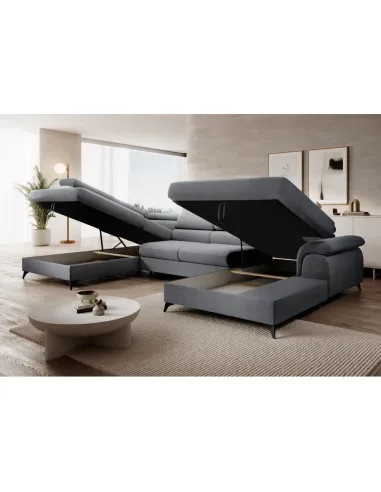 Canapea extensibilă POLY ROH U, living, 350x205x75/95 cm, Whisper, KONDELA | MobilaOK