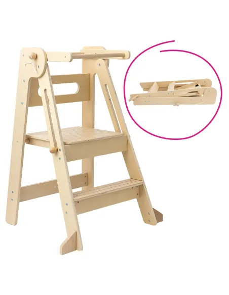 Turn de învățare pliabil URIAN, dormitor copii, 68x59.5x90 cm, placaj fag natural | MobilaOK