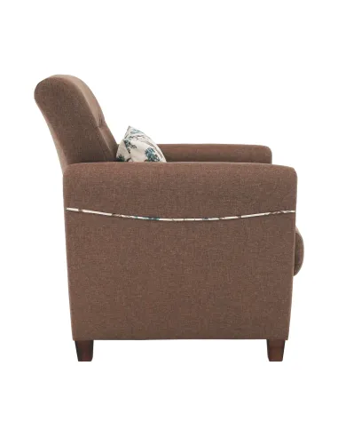 Fotoliu MILO, living, 79x85x78 cm, textil, bej închis | MobilaOK