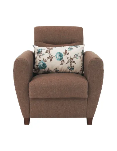 Fotoliu MILO, living, 79x85x78 cm, textil, bej închis | MobilaOK