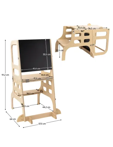 Turn de învățare Montessori MAGAN, camera copiilor, 57.5x64x91.2 cm, lemn de pin | MobilaOK
