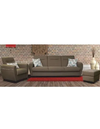 Fotoliu MILO, living, 79x85x78 cm, textil, bej închis | MobilaOK