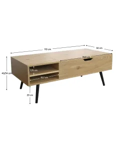 Masă de cafea ARALYN living 110x50x40/54 cm PAL și metal | MobilaOK 2