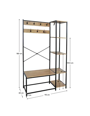Umeraș BERDY, hol/antreu, 110x40x180 cm, PAL melaminat și metal | MobilaOK