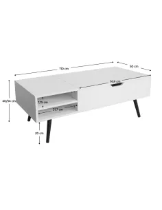 Măsuță de cafea ARALYN, living, 110 x 50 x 40 cm, MDF laminat și metal | MobilaOK 2