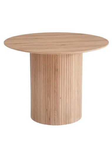 Masă de sufragerie PAOLO, living, diametru 100 cm, MDF înfoliat stejar | MobilaOK