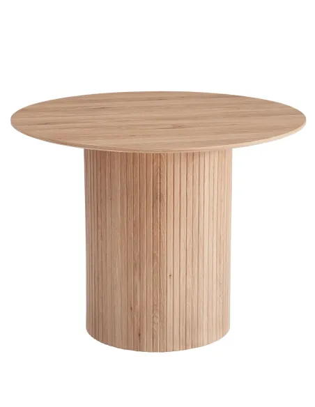 Masă de sufragerie PAOLO, living, diametru 100 cm, MDF înfoliat stejar | MobilaOK
