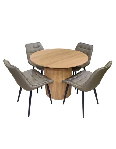 Masă de sufragerie PAOLO, living, diametru 100 cm, MDF înfoliat stejar | MobilaOK