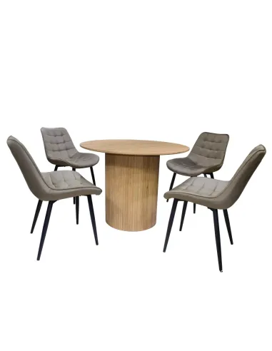 Masă de sufragerie PAOLO, living, diametru 100 cm, MDF înfoliat stejar | MobilaOK