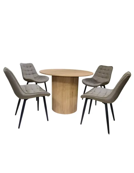 Masă de sufragerie PAOLO, living, diametru 100 cm, MDF înfoliat stejar | MobilaOK