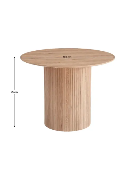 Masă de sufragerie PAOLO, living, diametru 100 cm, MDF înfoliat stejar | MobilaOK